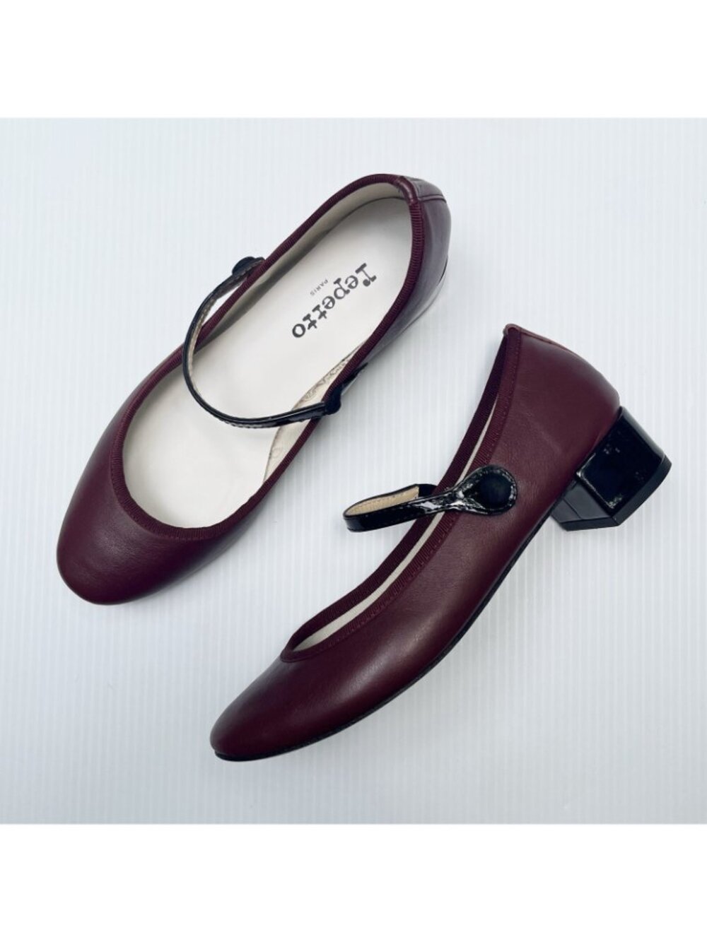 Repetto Rose Mary Jane Leather Heels in "Icone" Burgundy - Size 38 EU/7 US - Picture 2 of 5